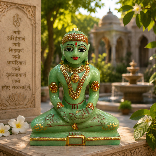 Lord Mahavira in Green Aventurine