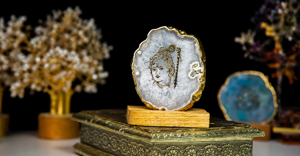Sacred Crystal Krishna Engraved Decor