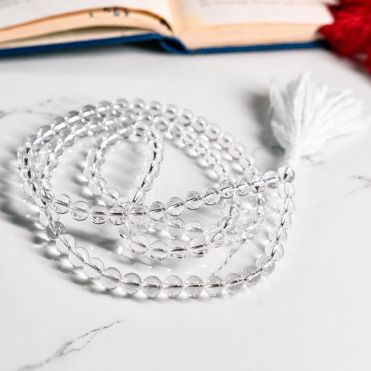 Clear Quartz Japa Mala – 108+1 (Beads)