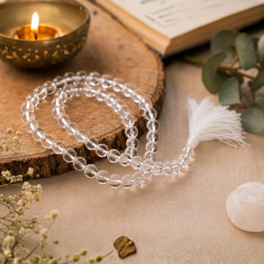 Clear Quartz Japa Mala – 108+1 (Beads)