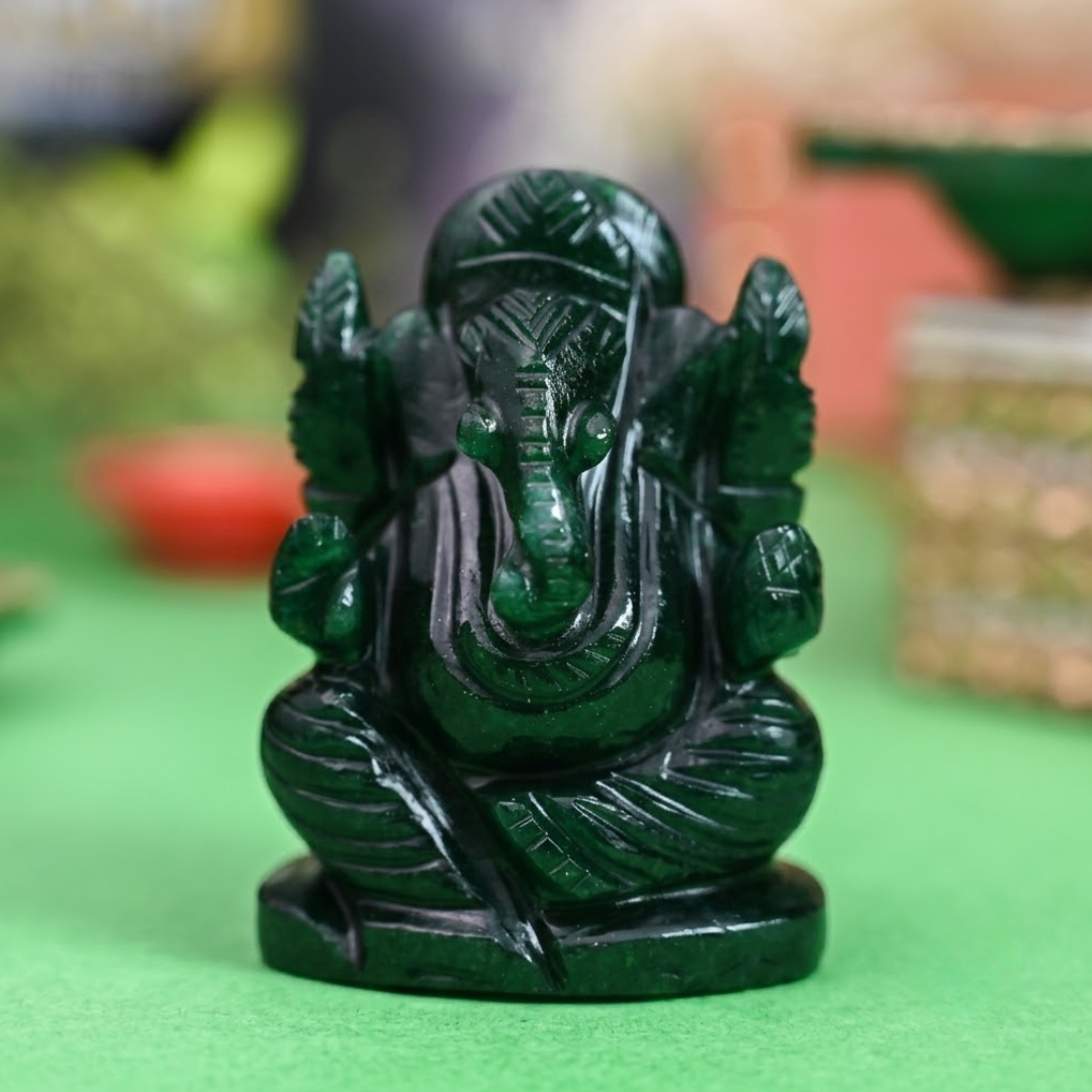 Lord Ganesha in Green Jade
