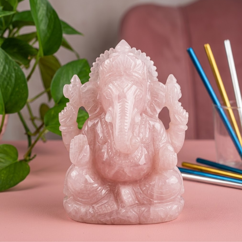 Rose Quartz Lord Ganesha