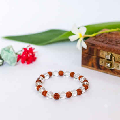Rudraksha and Clear Quartz